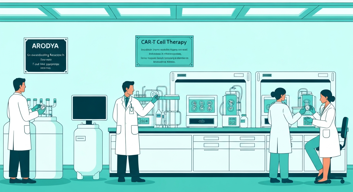 Indian haematologist preparing CAR-T cell infusion therapy for African patient in advanced blood cancer treatment centre
